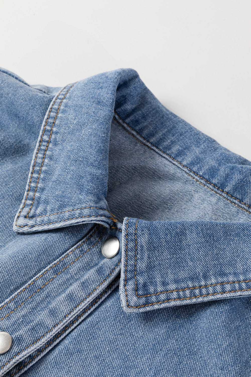 Plus Size Outerwear Leopard Contrast Denim Jacket Plus Size