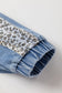 Plus Size Outerwear Leopard Contrast Denim Jacket Plus Size