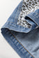 Plus Size Outerwear Leopard Contrast Denim Jacket Plus Size