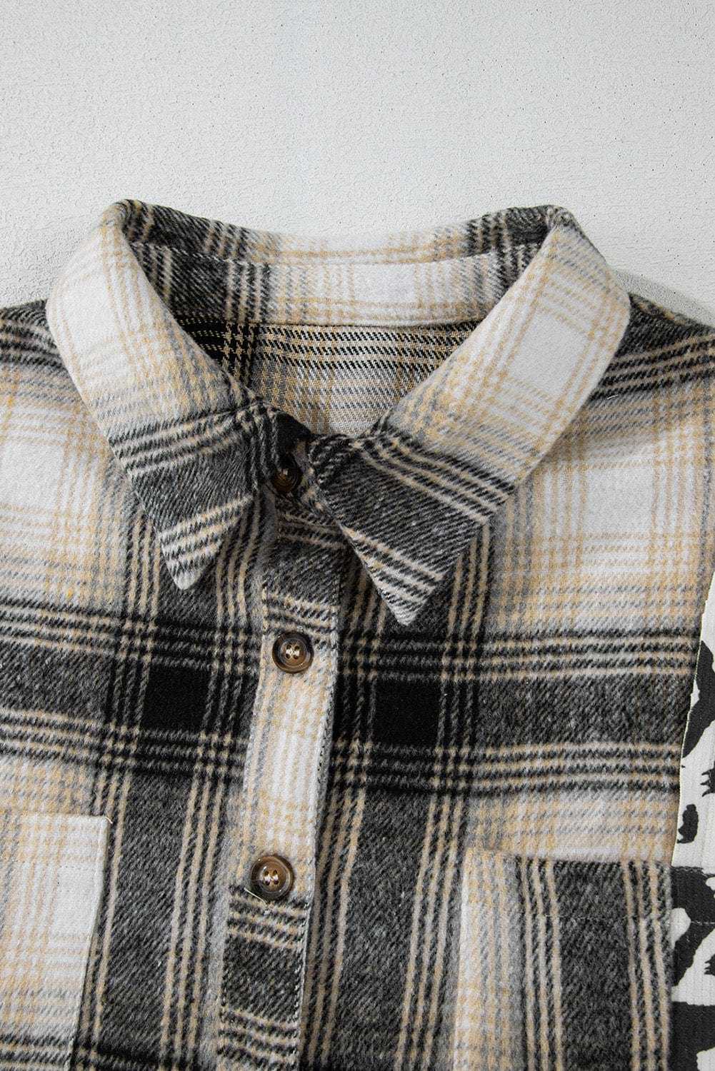 Plus Size Outerwear Plaid & Leopard Fusion Shacket