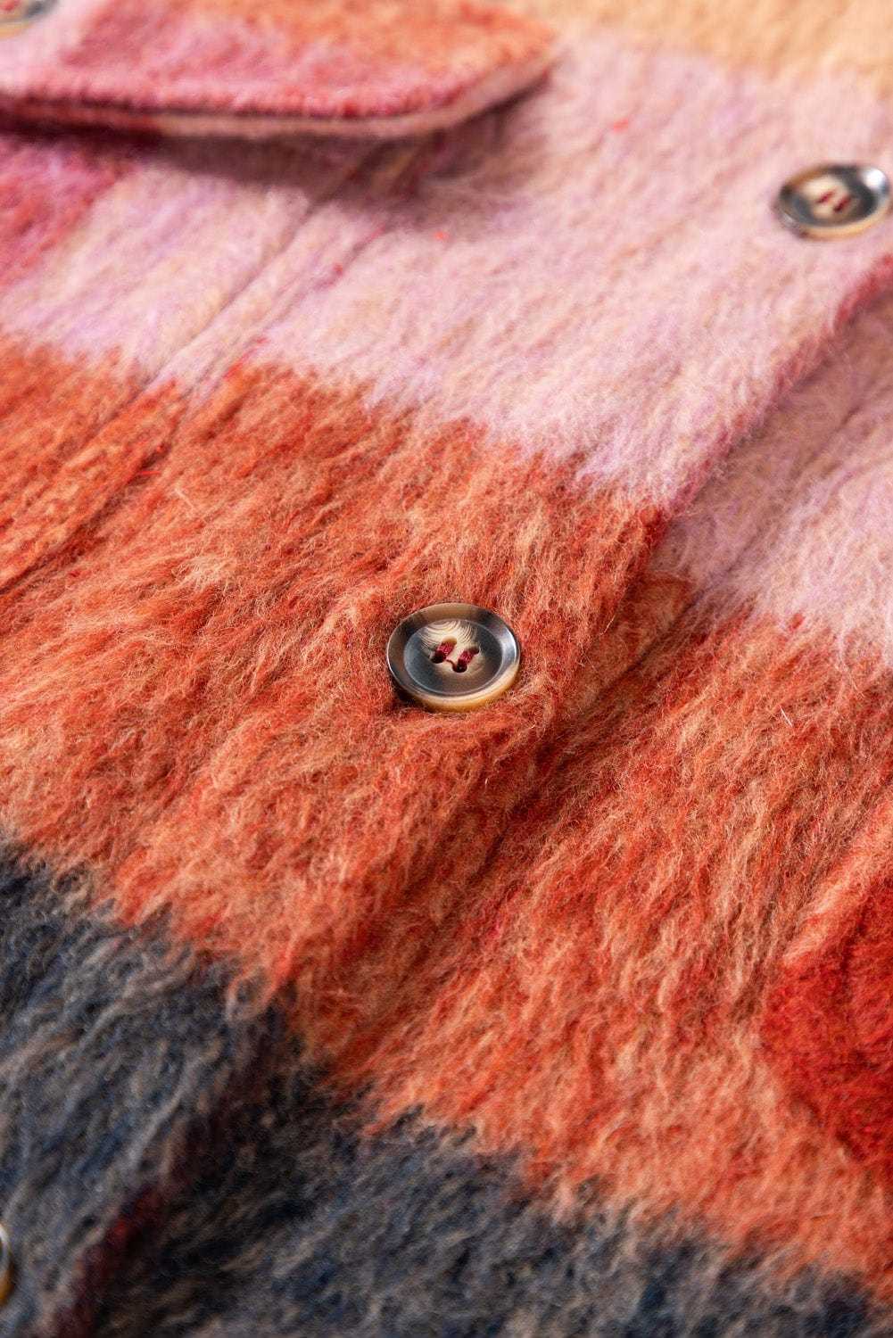 Plus Size Outerwear Rustic Charm Plaid Fleece Jacket