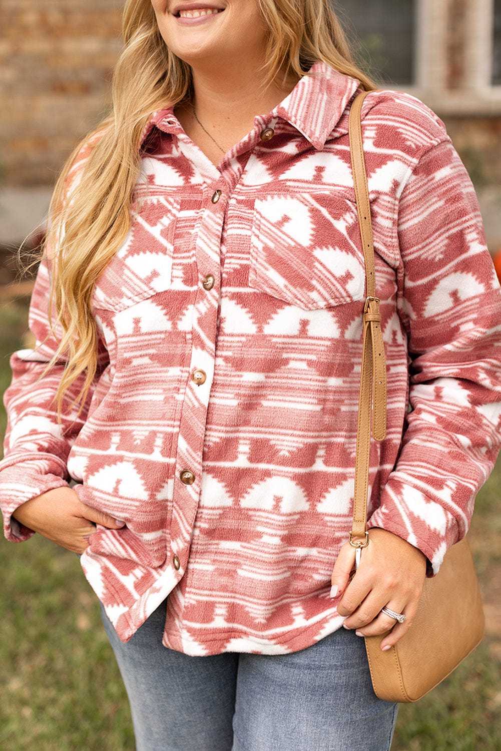 Plus Size Outerwear Urban Edge Aztec Shacket