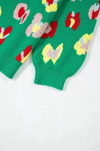 Plus Size Sweaters BlossomCurve Green Floral Plus Sweater