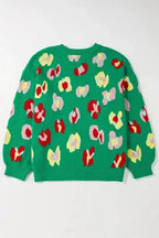 Plus Size Sweaters BlossomCurve Green Floral Plus Sweater