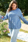 Plus Size Sweaters Cozy Blue Stripe Plus-Size Sweater