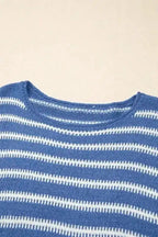 Plus Size Sweaters Cozy Blue Stripe Plus-Size Sweater