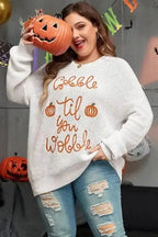 Plus Size Sweaters Cozy Crochet Plus Sweater - Gobble 'Til You Wobble Edition