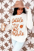 Plus Size Sweaters Cozy Crochet Plus Sweater - Gobble 'Til You Wobble Edition