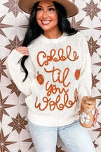Plus Size Sweaters Cozy Crochet Plus Sweater - Gobble 'Til You Wobble Edition