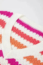 Plus Size Sweaters Cozy Pink Stripe Plus-Size Sweater