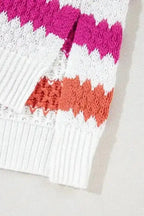 Plus Size Sweaters Cozy Pink Stripe Plus-Size Sweater