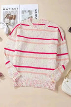 Plus Size Sweaters Cozy Pink Stripe Plus Size Sweater