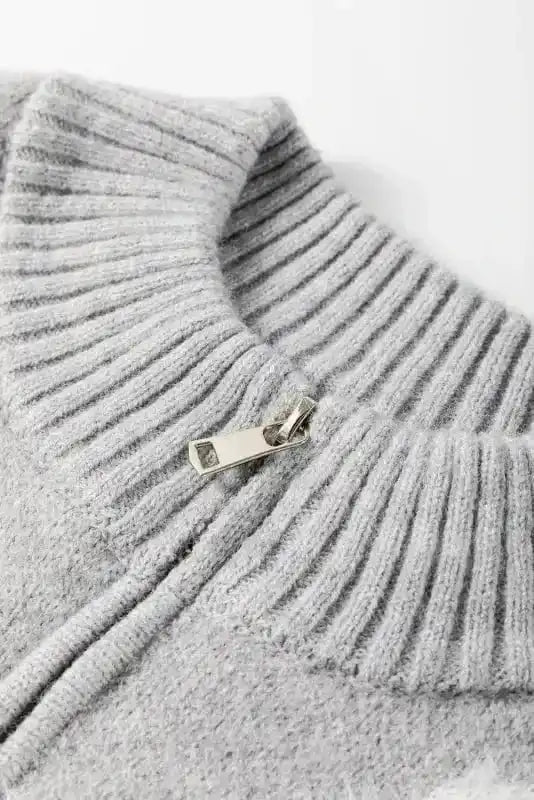 Plus Size Sweaters CozyBloom Plus Size Floral Half-Zip Sweater