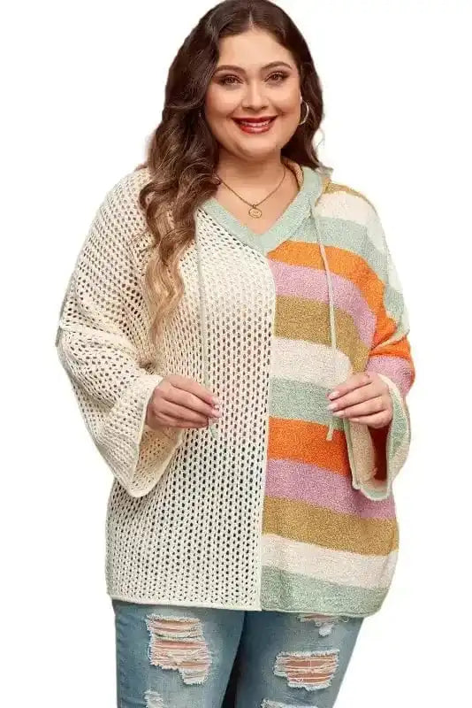 Plus Size Sweaters Hooded Harmony Pointelle Sweater