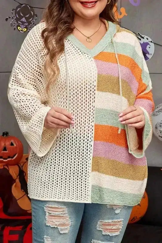 Plus Size Sweaters Hooded Harmony Pointelle Sweater