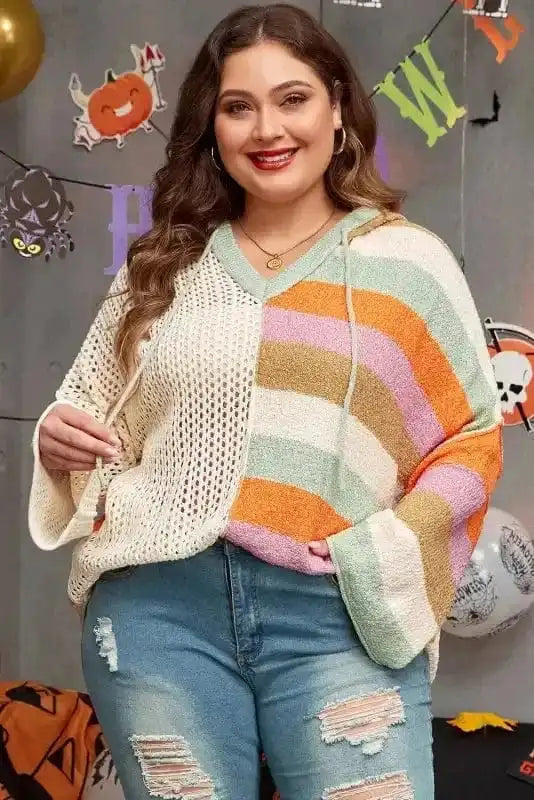Plus Size Sweaters Hooded Harmony Pointelle Sweater