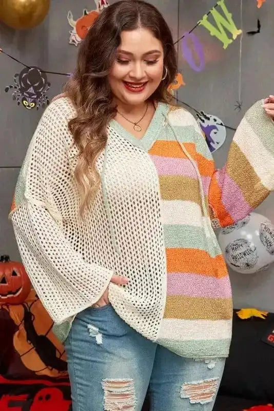 Plus Size Sweaters Hooded Harmony Pointelle Sweater