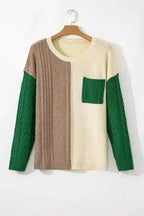 Plus Size Sweaters Mist Green / 1X / 65%Acrylic+35%Polyamide CozyBlock Plus Size Cable Knit Sweater