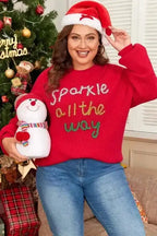 Plus Size Sweaters Plus Size Red Sparkle Tinsel Sweater
