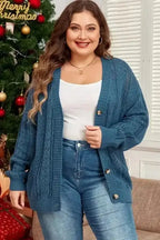 Plus Size Sweaters Real Teal / 1X / 60%Cotton+40%Acrylic CozyComfort Plus Size Open Knit Cardigan