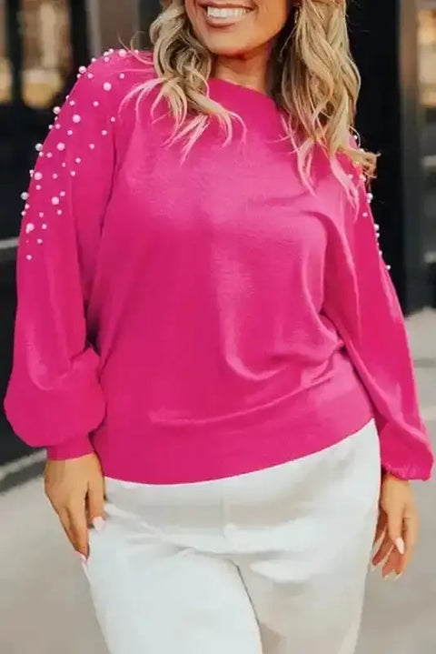 Strawberry pink plus size blush sweater front view — Fashionfitz UK