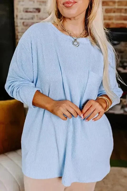 Plus Size Sweatshirts Myosotis / 1X / 75%Polyester+20%Viscose+5%Elastane ComfyContours Longline Tee