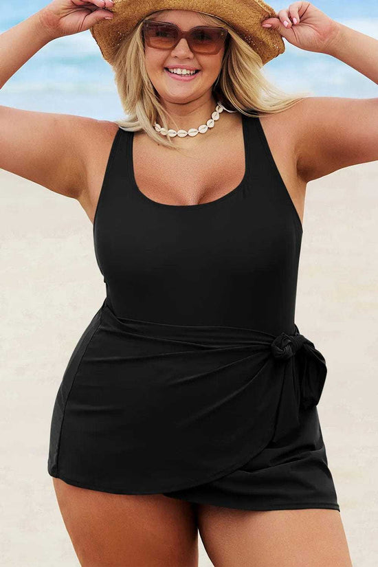 Plus Size Swimwear Black / 1X / 82%Polyamide+18%Elastane Knotted Elegance Plus Swimsuit
