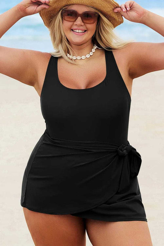 Plus Size Swimwear Black / 1X / 82%Polyamide+18%Elastane Knotted Elegance Plus Swimsuit