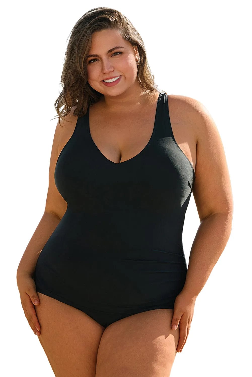 Plus Size Swimwear Elegant Black Swimsuit - Plus Size