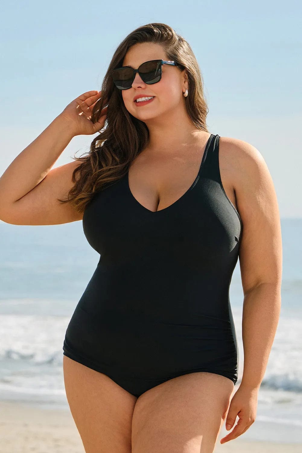 Plus Size Swimwear Elegant Black Swimsuit - Plus Size
