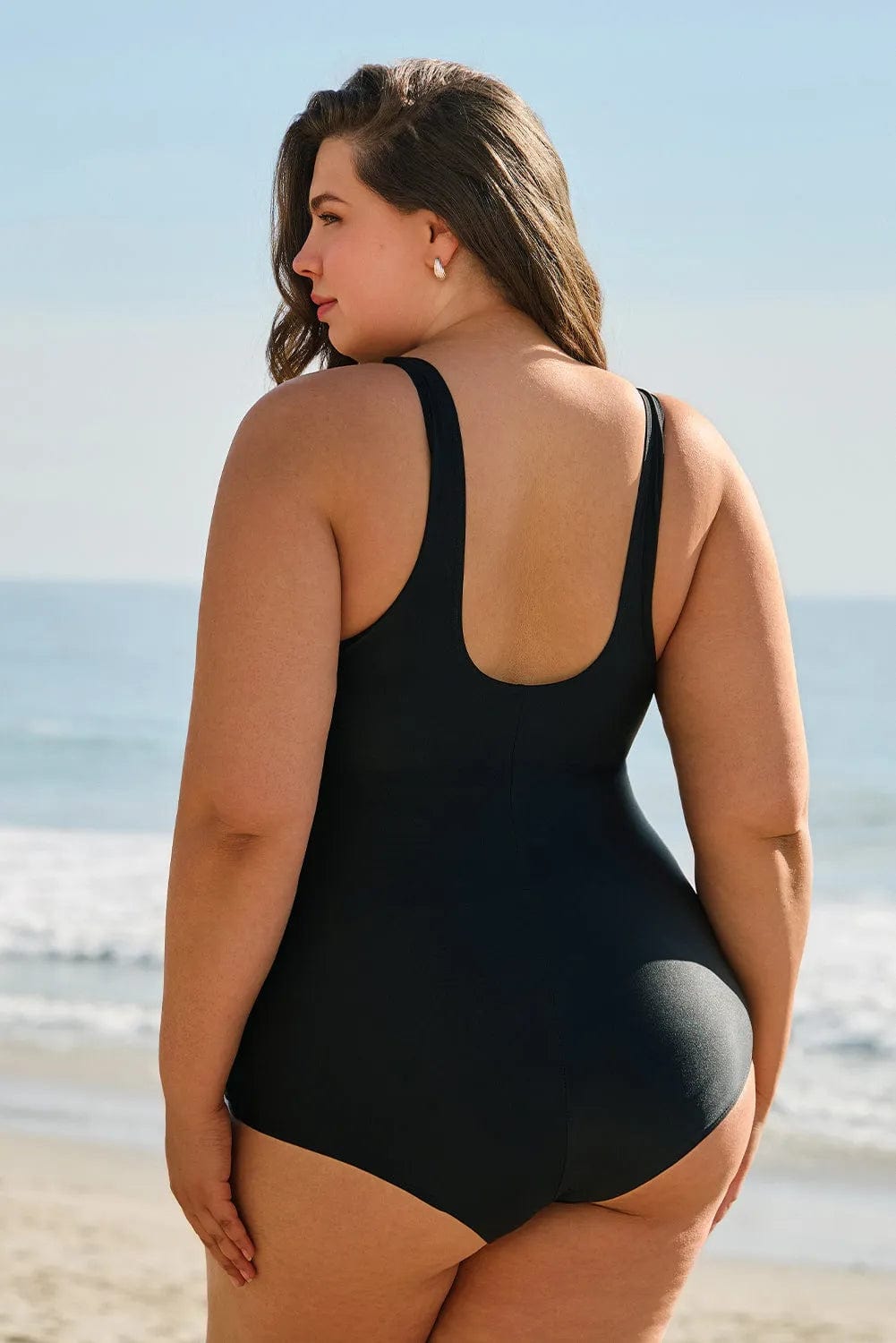 Plus Size Swimwear Elegant Black Swimsuit - Plus Size