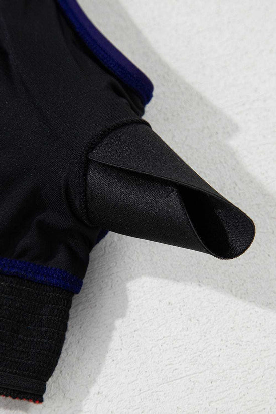 Plus Size Swimwear Embroidered High-Waist Bikini -  Plus Size Navy Blue