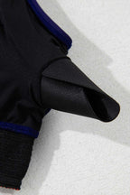 Plus Size Swimwear Embroidered High-Waist Bikini -  Plus Size Navy Blue