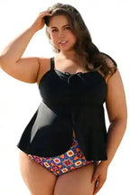 Plus Size Swimwear Geometric Glam Tankini - Plus Size