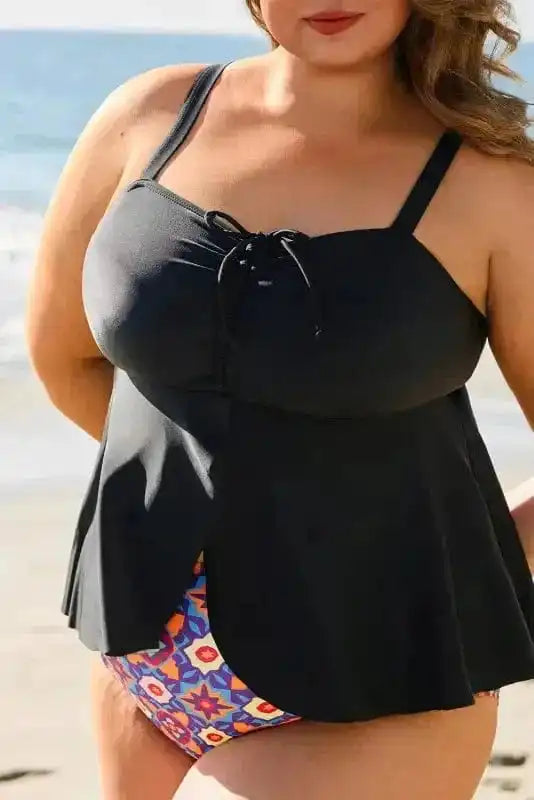 Plus Size Swimwear Geometric Glam Tankini - Plus Size
