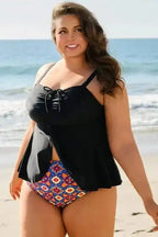 Plus Size Swimwear Geometric Glam Tankini - Plus Size