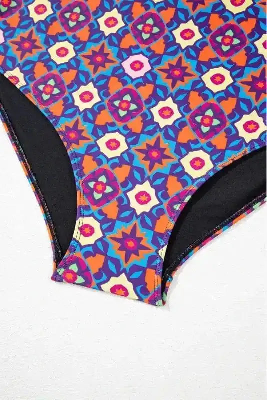 Plus Size Swimwear Geometric Glam Tankini - Plus Size
