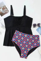 Plus Size Swimwear Geometric Glam Tankini - Plus Size