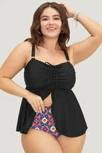 Plus Size Swimwear Geometric Glam Tankini - Plus Size