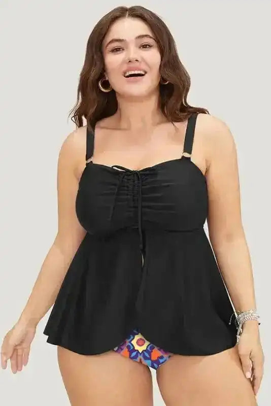 Plus Size Swimwear Geometric Glam Tankini - Plus Size