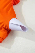 Plus Size Swimwear Orange Plus Size Bikini Set - Ruffled Trim Knotted High Waist