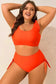 Plus Size Swimwear Orange Plus Size Bikini Set - Ruffled Trim Knotted High Waist
