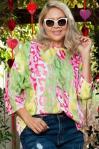 Plus Size T-Shirts Chromatic Cat Knit Top