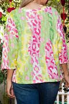 Plus Size T-Shirts Chromatic Cat Knit Top