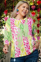 Plus Size T-Shirts Chromatic Cat Knit Top