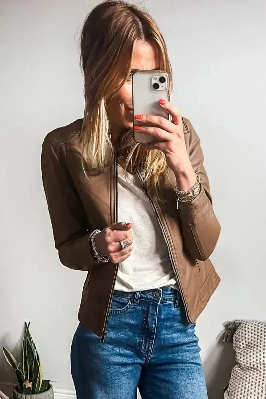 PU Leather Jackets SleekStreet Faux Leather Jacket