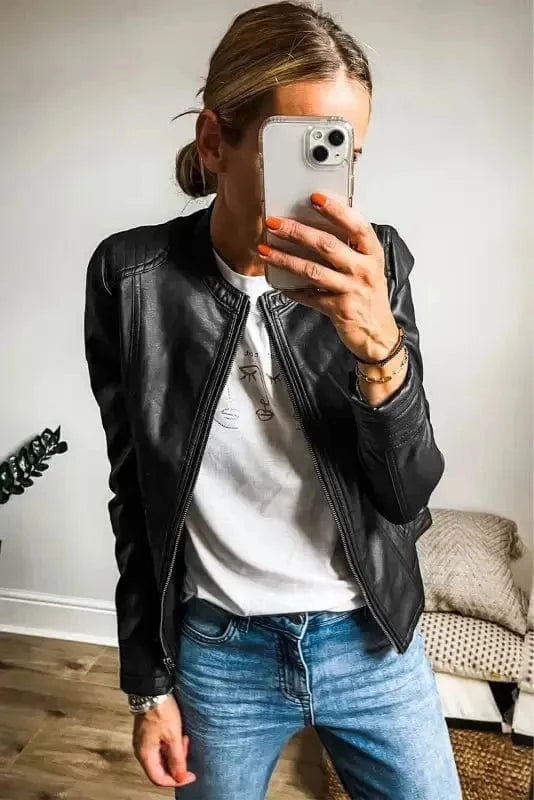 PU Leather Jackets SleekStreet Faux Leather Jacket