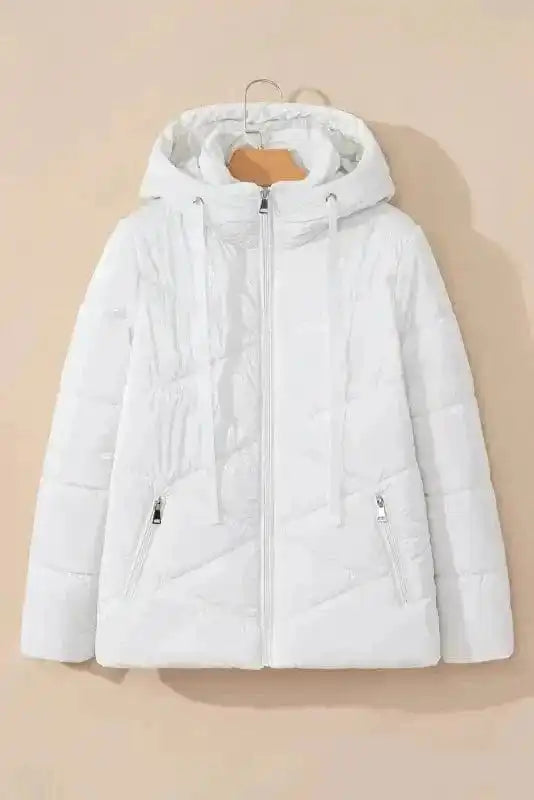 Puffer Jackets ArcticShield White Quilted Puffer Jacket – Stay Warm in Style