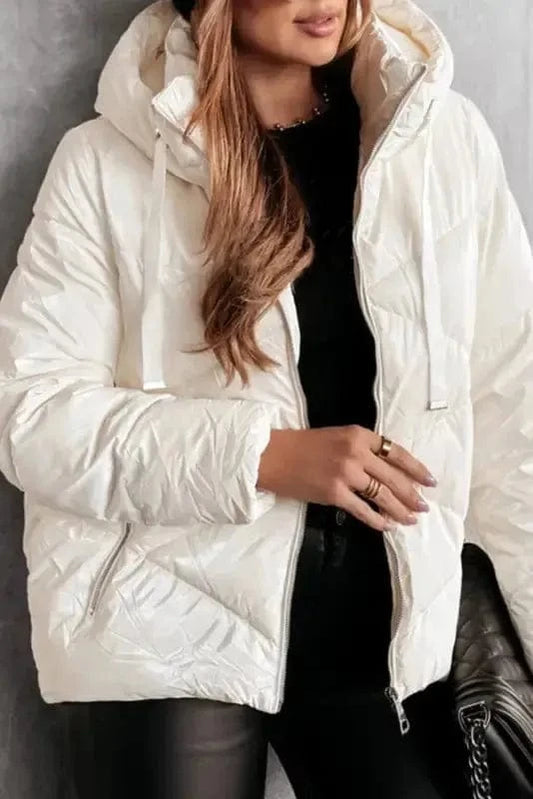 Puffer Jackets White / S / 100%Polyamide ArcticShield White Quilted Puffer Jacket – Stay Warm in Style