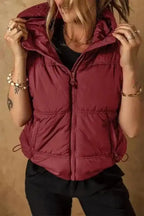 Puffer Vests Clay / S / 100%Polyamide Zip-up Hooded Puffer Vest